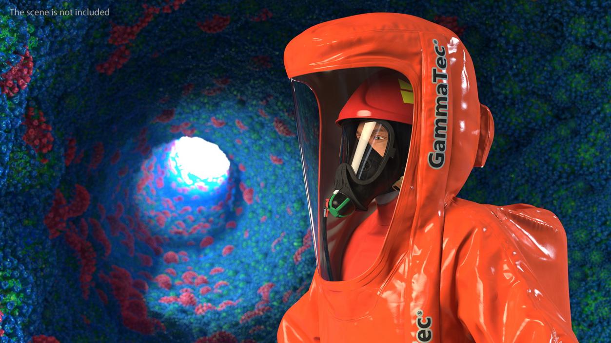 Heavy Duty Chemical Protective Suit Neutral Pose Red 3D