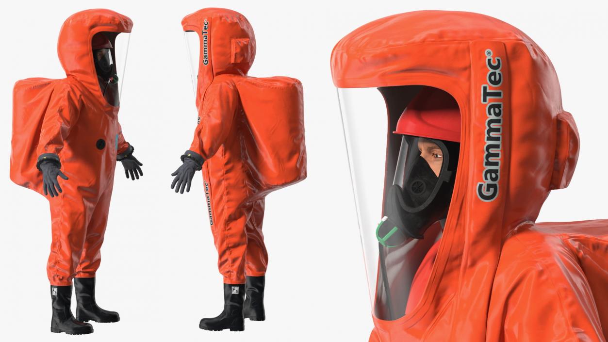 Heavy Duty Chemical Protective Suit Neutral Pose Red 3D