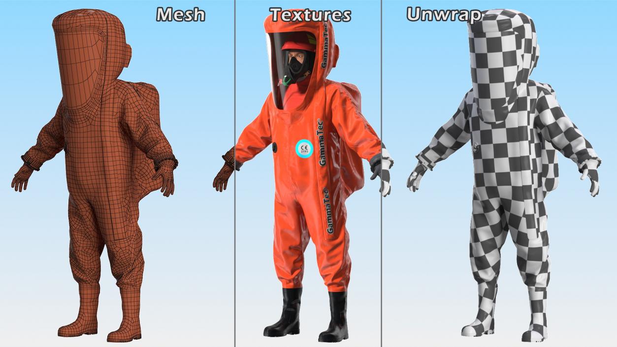 Heavy Duty Chemical Protective Suit Neutral Pose Red 3D