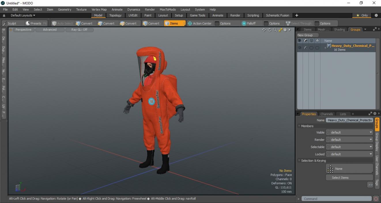 Heavy Duty Chemical Protective Suit Neutral Pose Red 3D