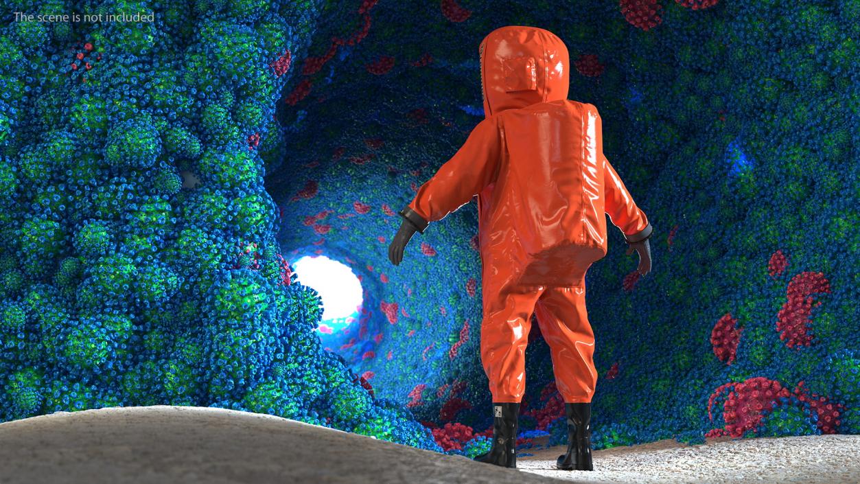 Heavy Duty Chemical Protective Suit Neutral Pose Red 3D