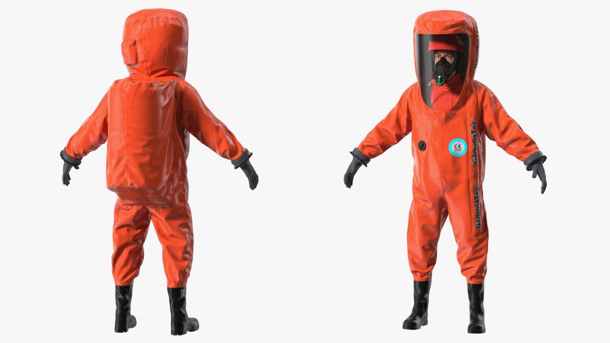 Heavy Duty Chemical Protective Suit Neutral Pose Red 3D