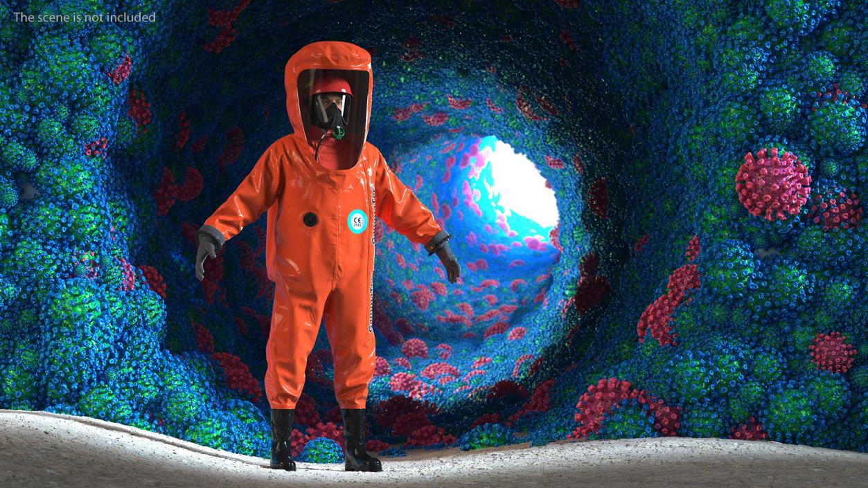 Heavy Duty Chemical Protective Suit Neutral Pose Red 3D