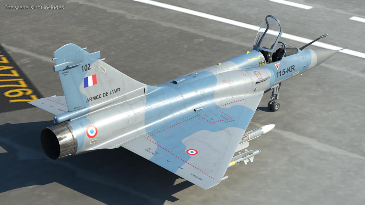 3D French Air Force Mirage 2000C with Armament model