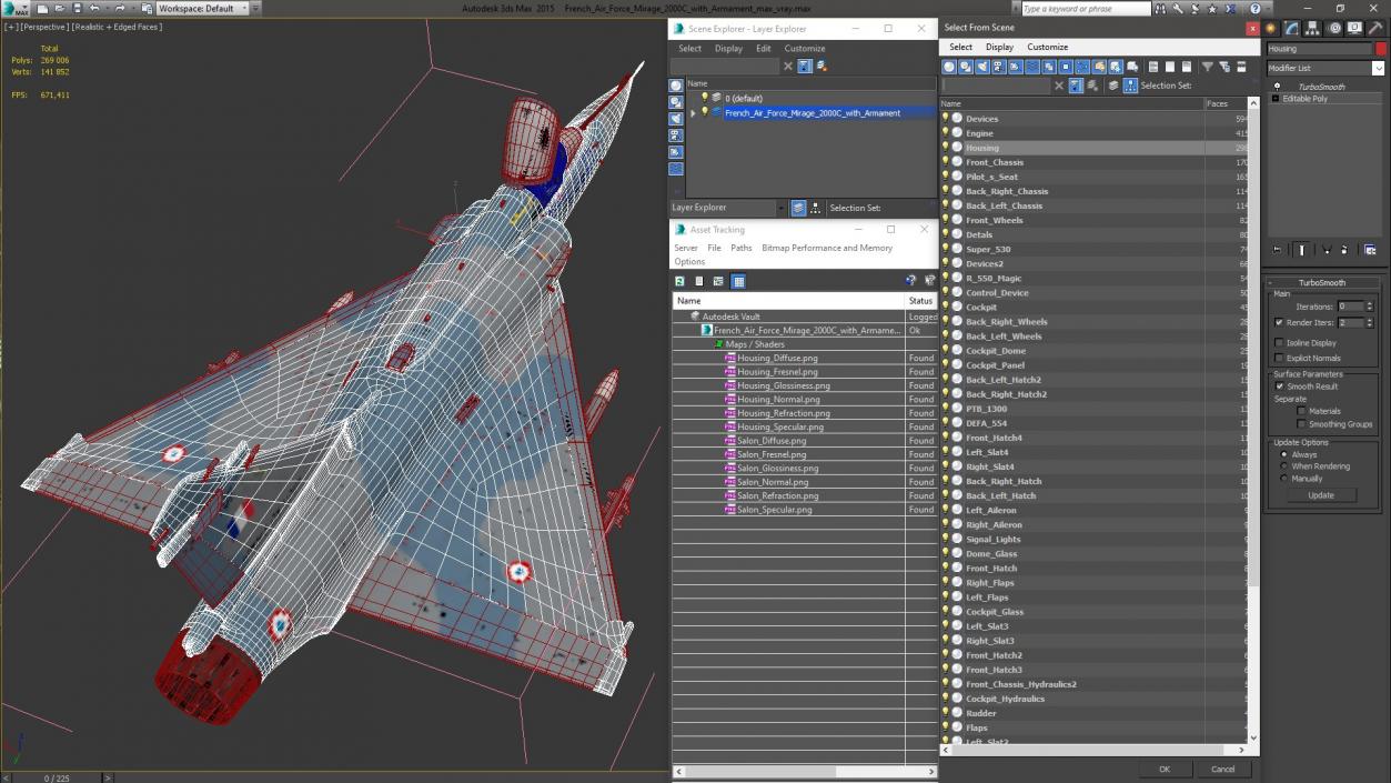 3D French Air Force Mirage 2000C with Armament model