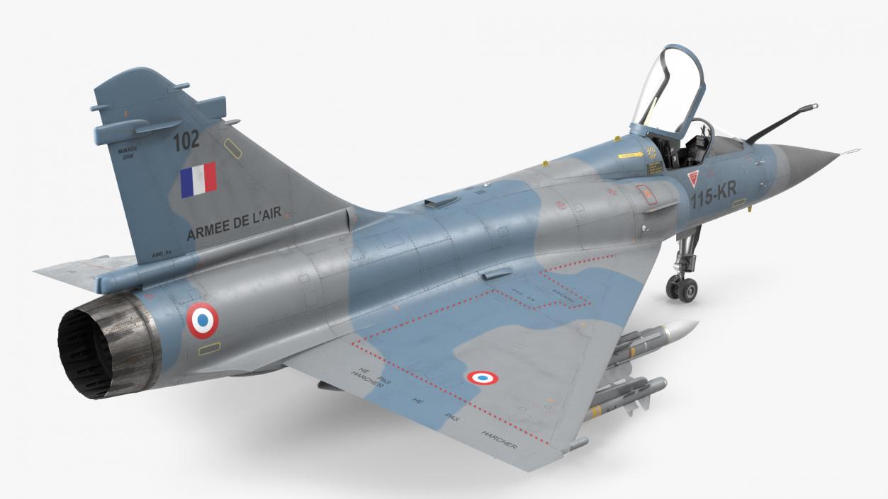 3D French Air Force Mirage 2000C with Armament model