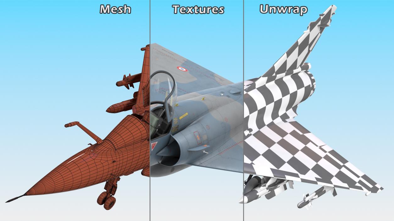 3D French Air Force Mirage 2000C with Armament model