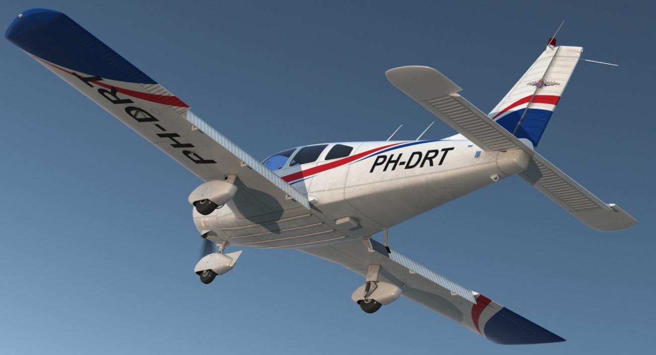 Light Aircraft Piper PA-28-161 Warrior III Rigged 3D model