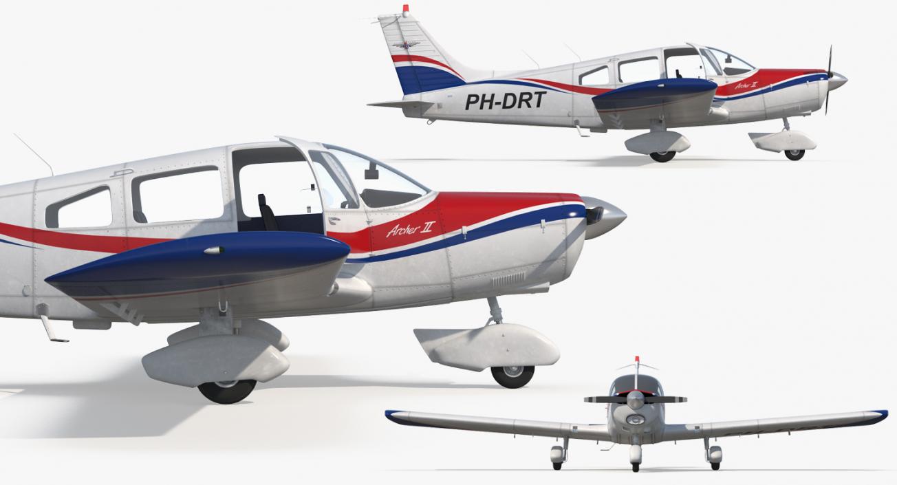 Light Aircraft Piper PA-28-161 Warrior III Rigged 3D model