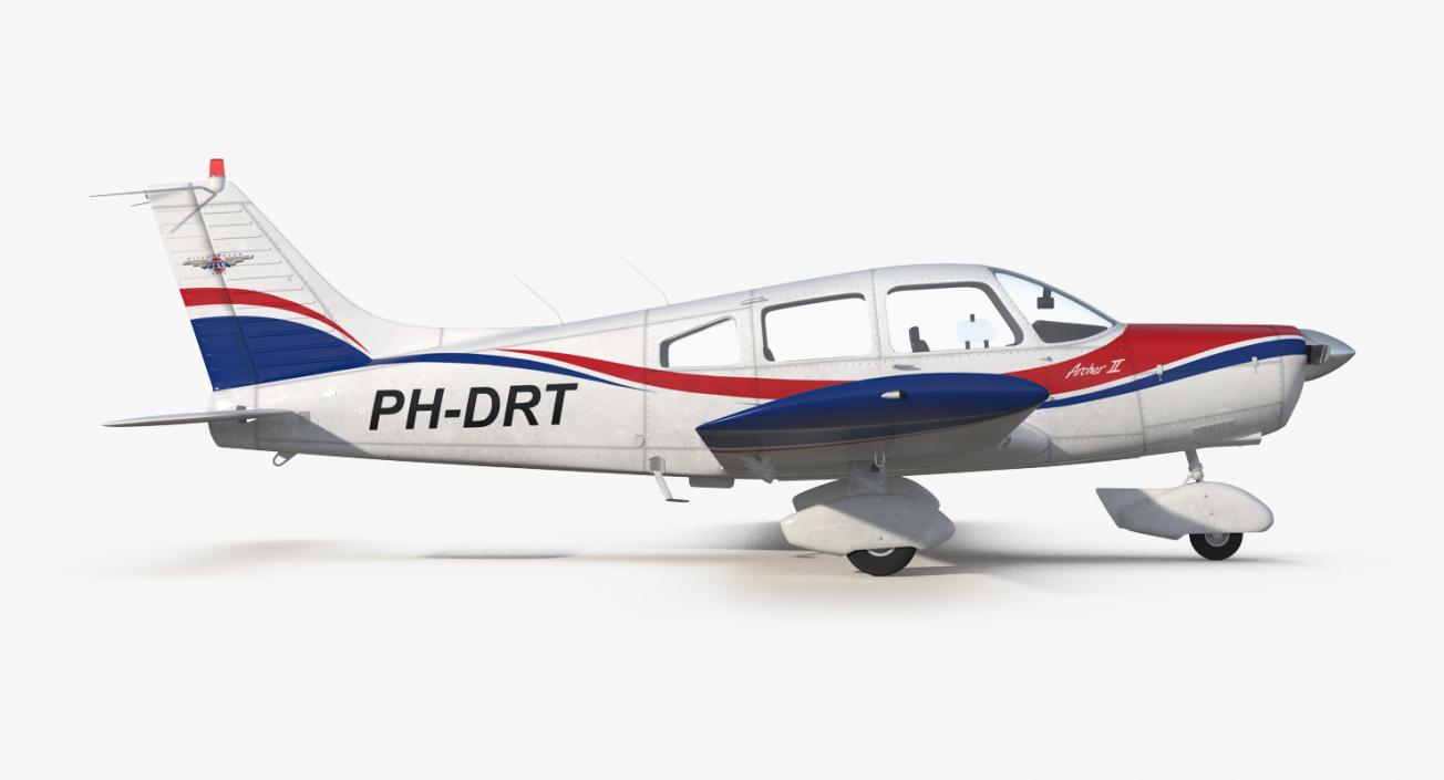 Light Aircraft Piper PA-28-161 Warrior III Rigged 3D model