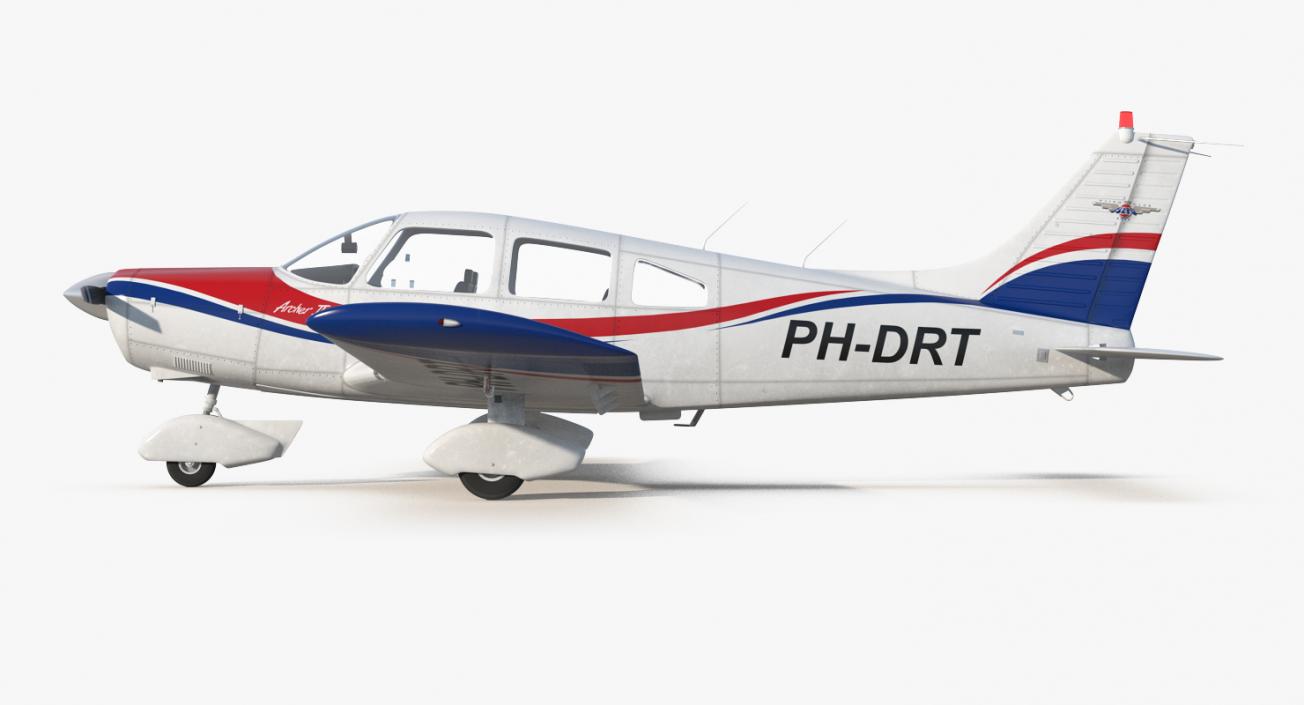 Light Aircraft Piper PA-28-161 Warrior III Rigged 3D model