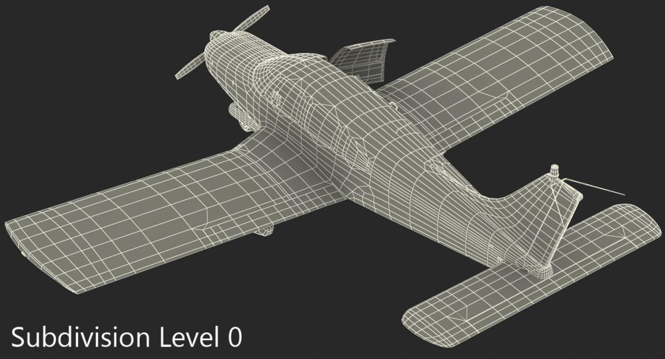 Light Aircraft Piper PA-28-161 Warrior III Rigged 3D model