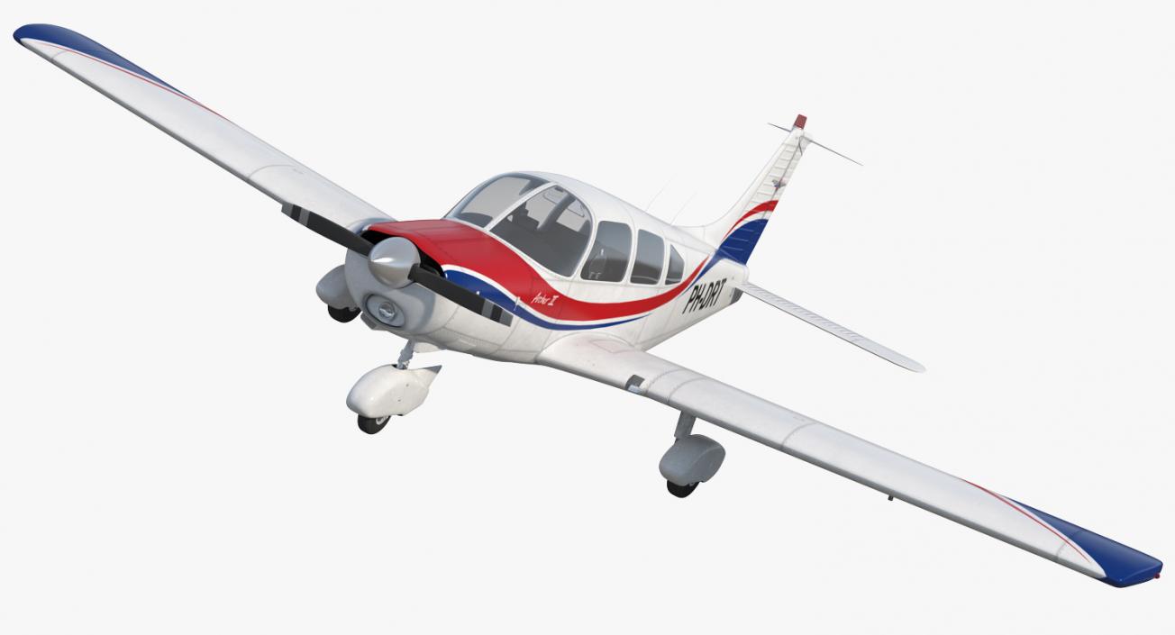 Light Aircraft Piper PA-28-161 Warrior III Rigged 3D model