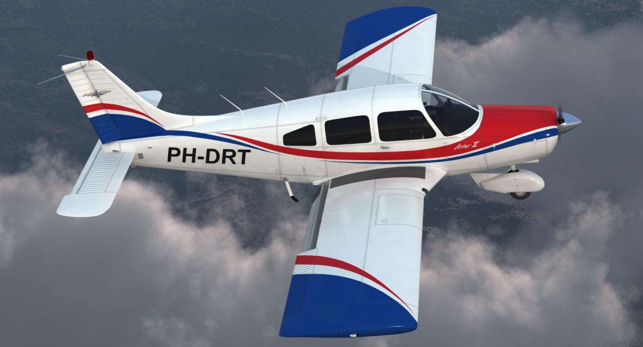 Light Aircraft Piper PA-28-161 Warrior III Rigged 3D model