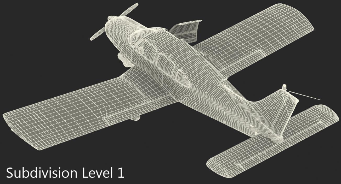 Light Aircraft Piper PA-28-161 Warrior III Rigged 3D model