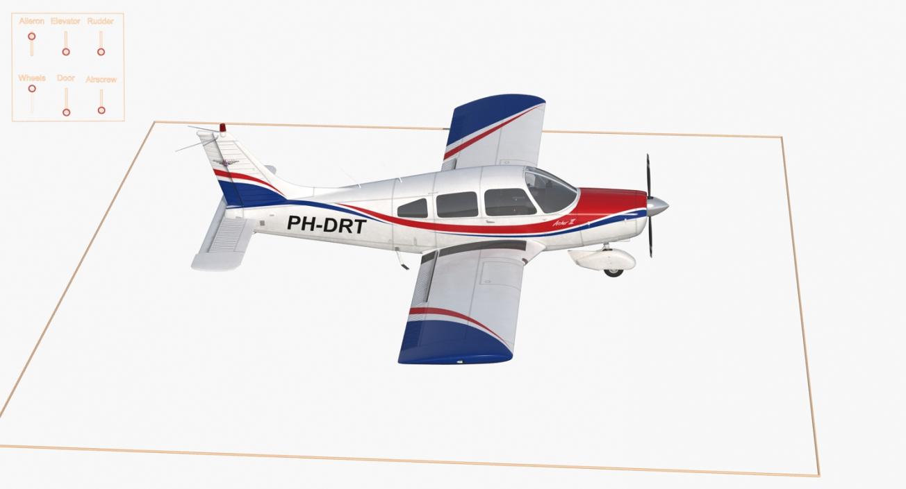 Light Aircraft Piper PA-28-161 Warrior III Rigged 3D model