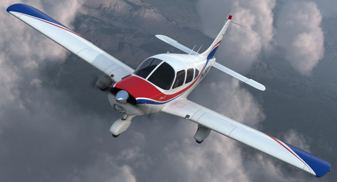 Light Aircraft Piper PA-28-161 Warrior III Rigged 3D model