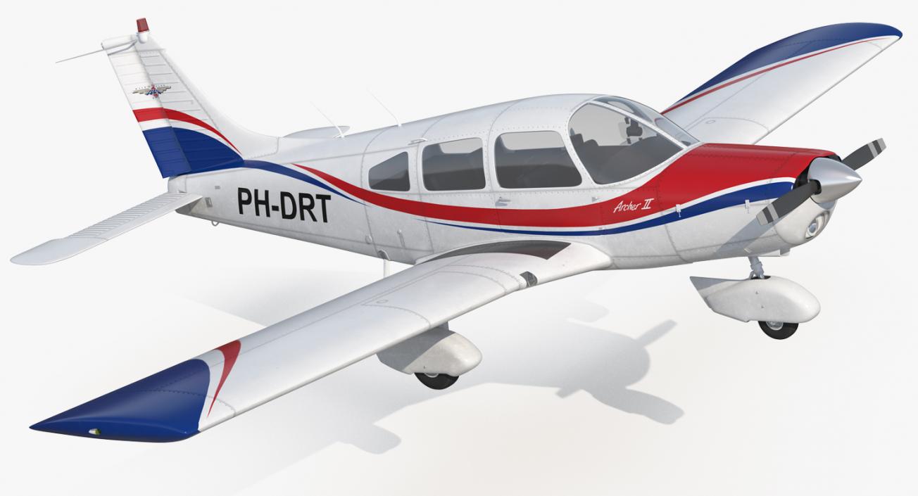 Light Aircraft Piper PA-28-161 Warrior III Rigged 3D model