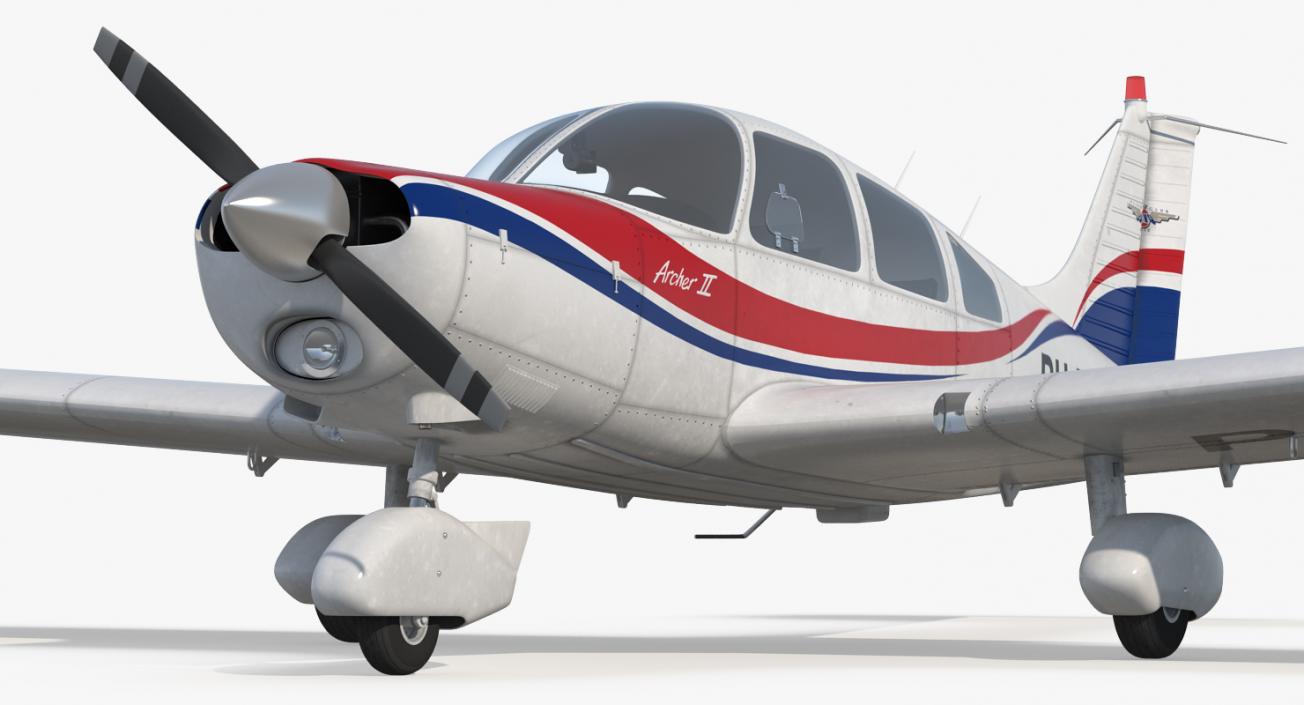 Light Aircraft Piper PA-28-161 Warrior III Rigged 3D model