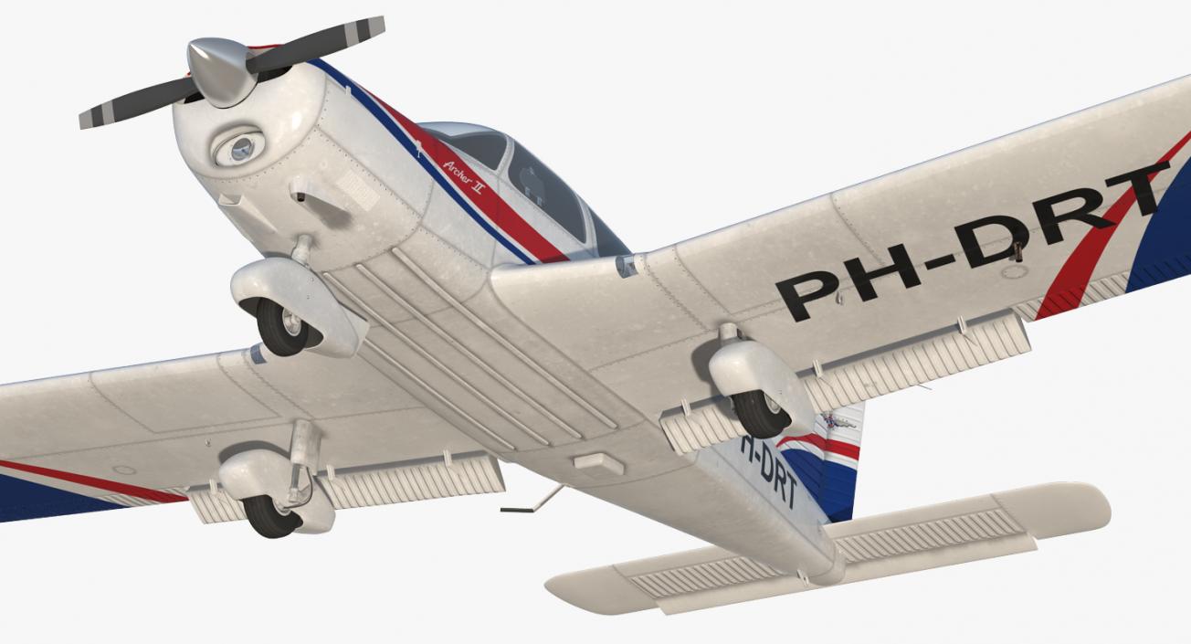 Light Aircraft Piper PA-28-161 Warrior III Rigged 3D model