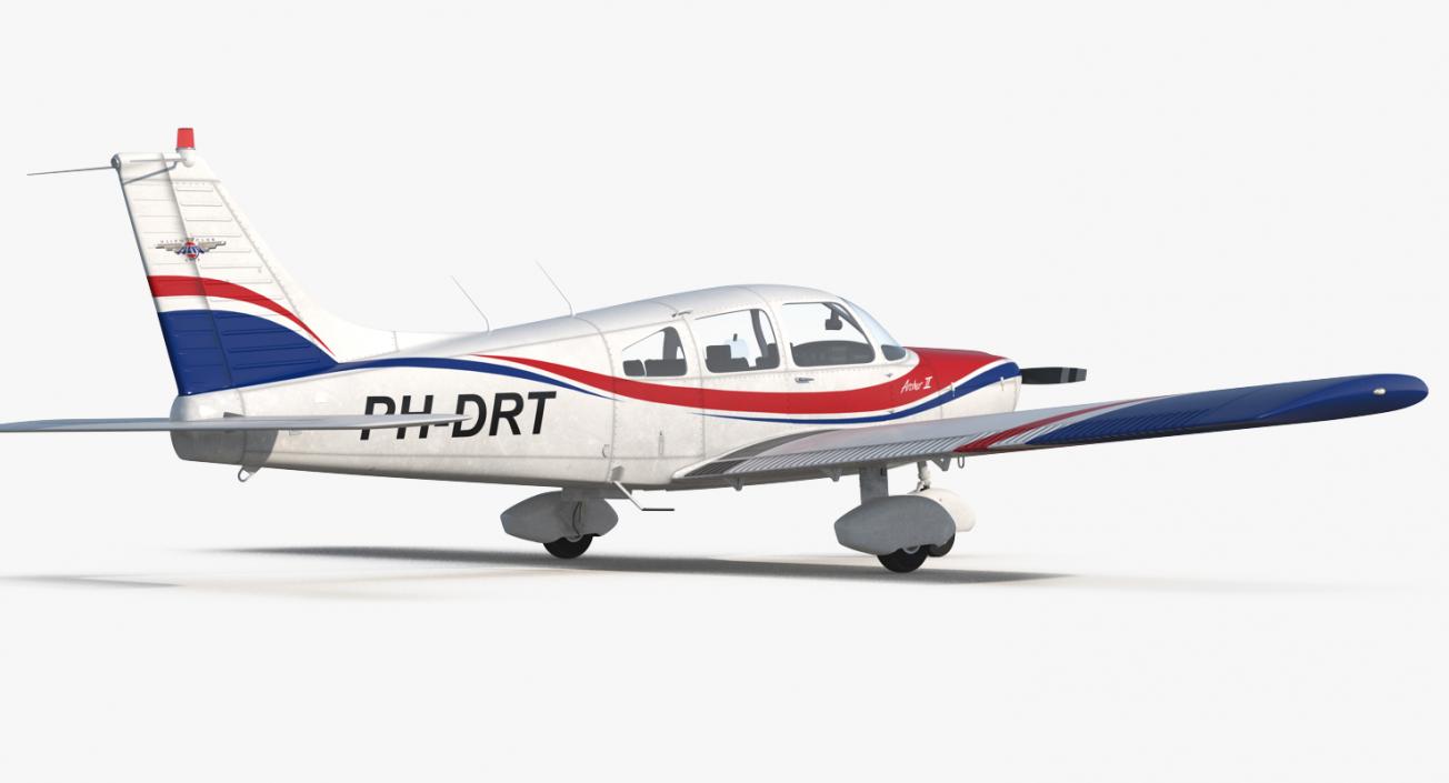 Light Aircraft Piper PA-28-161 Warrior III Rigged 3D model