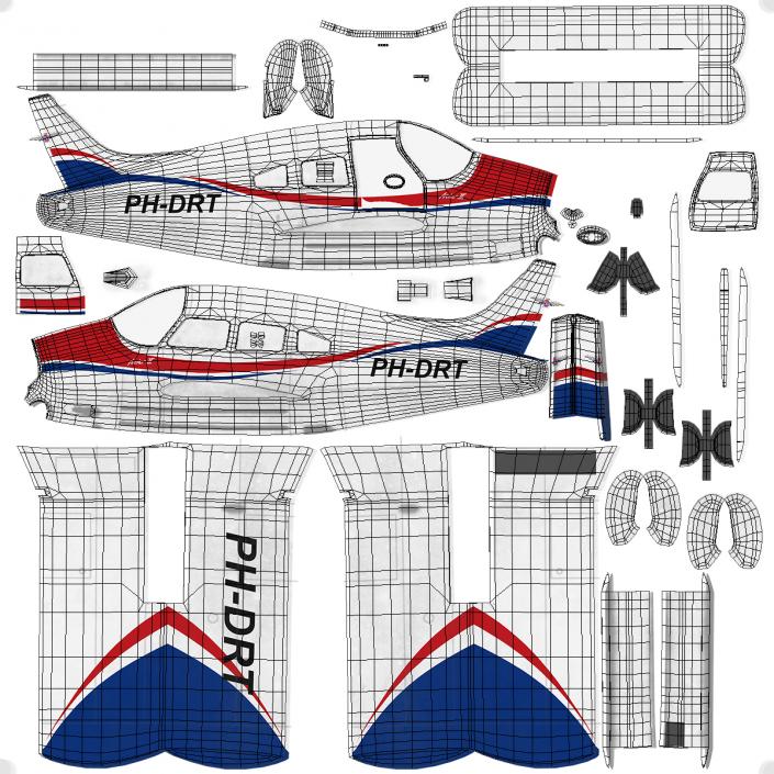 Light Aircraft Piper PA-28-161 Warrior III Rigged 3D model