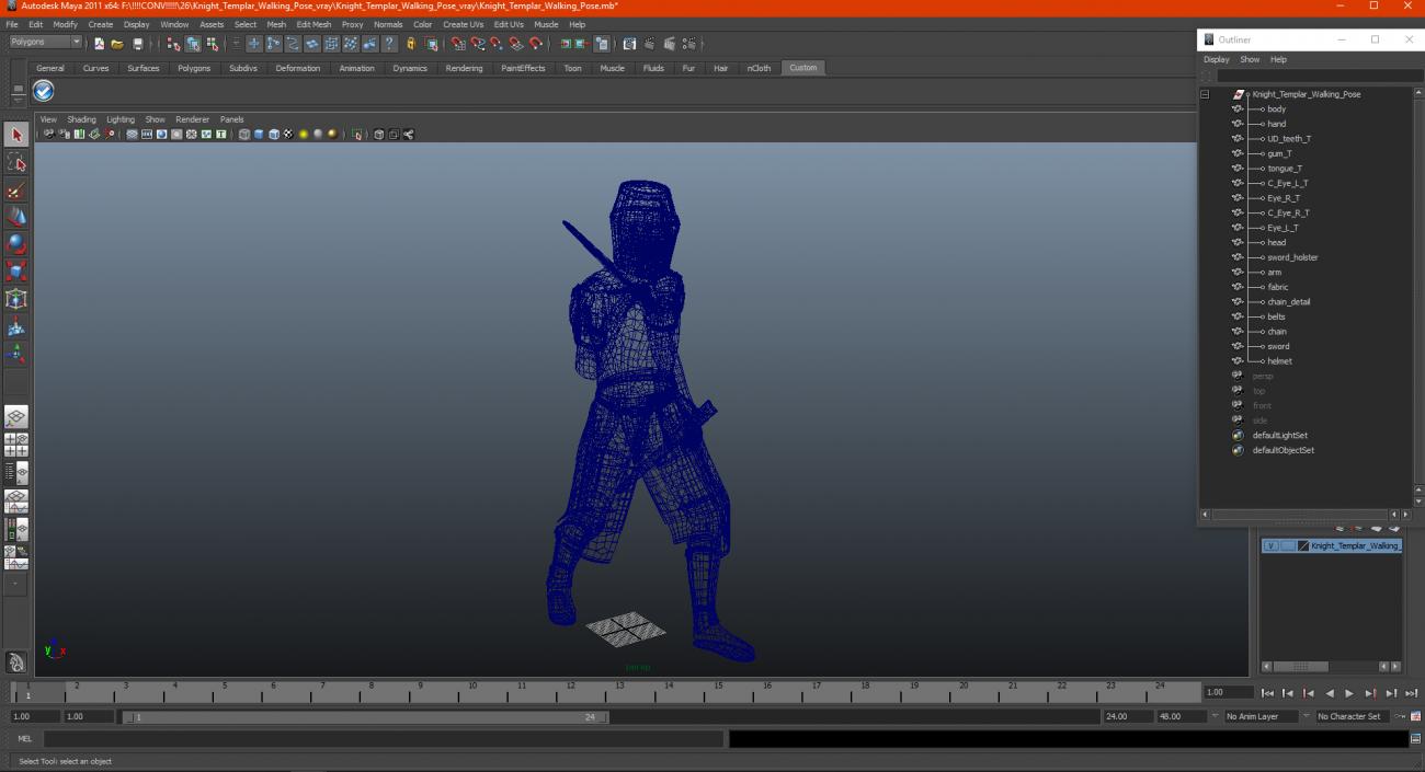 Knight Templar Walking Pose 3D