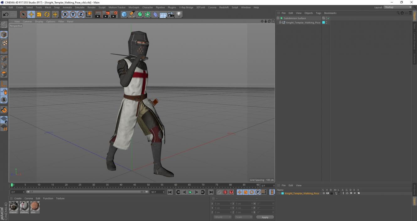 Knight Templar Walking Pose 3D