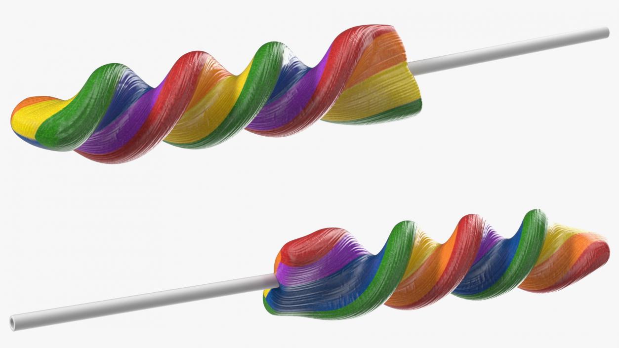 Striped Lollipop on a Stick 3D