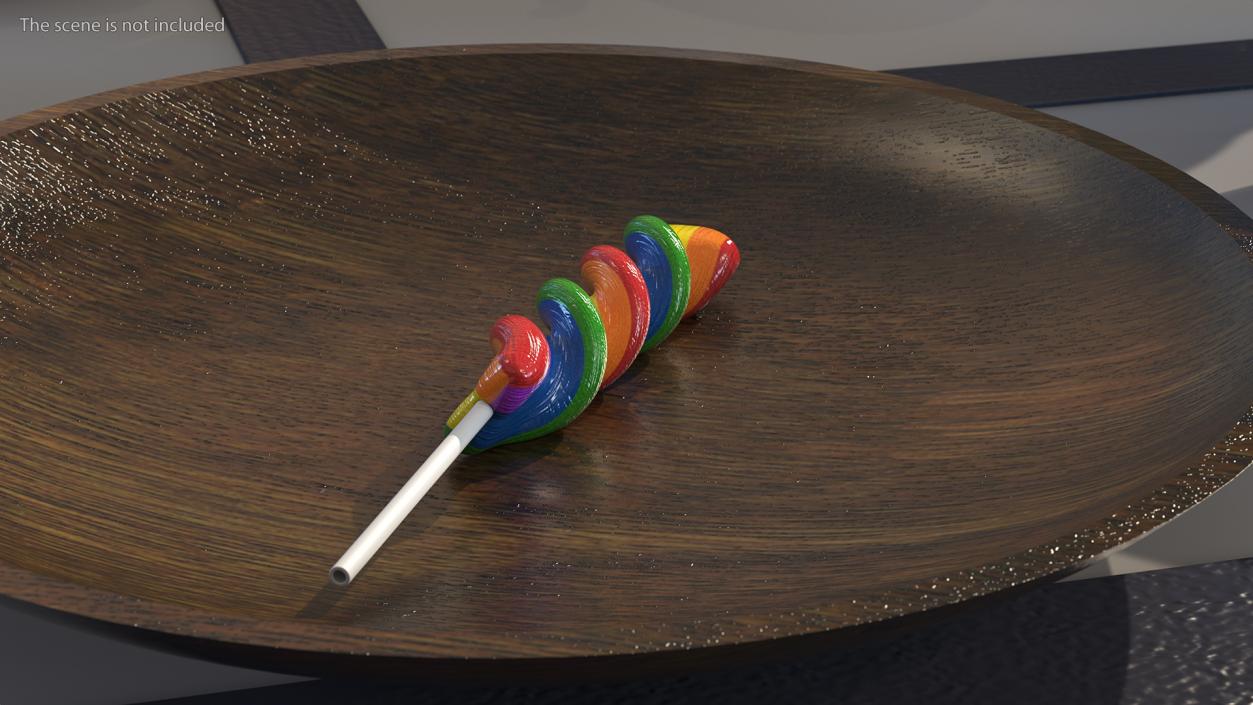 Striped Lollipop on a Stick 3D