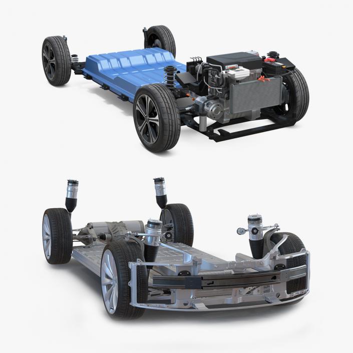 3D Tesla Model S and Nissan Leaf Chassis Collection model