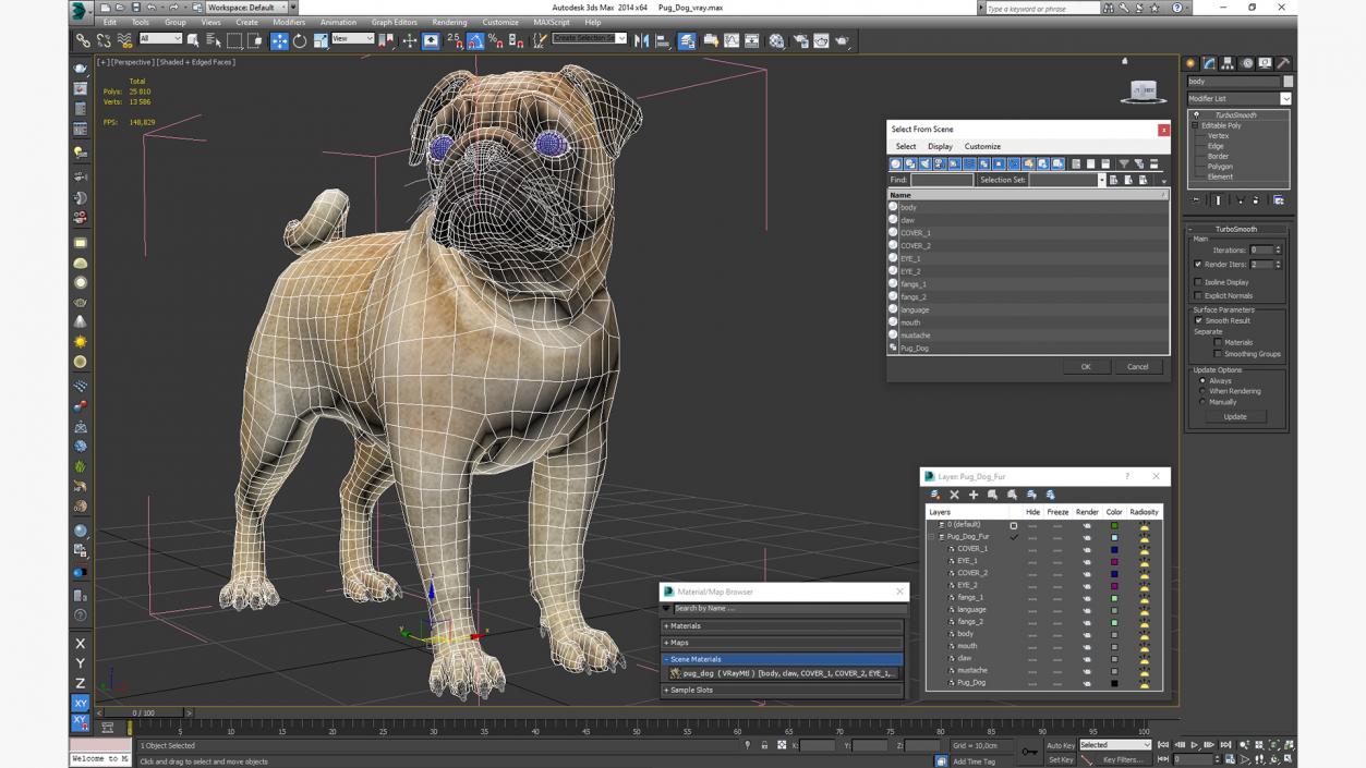 Pug Dog 3D model