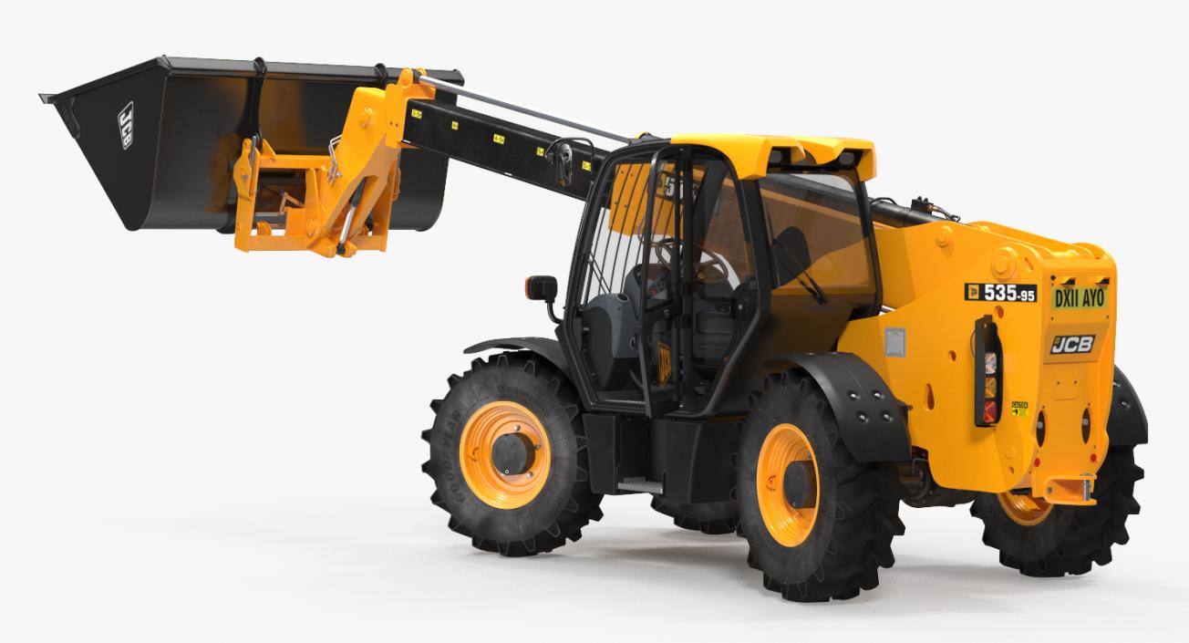 Telehandler Scoop Bucket JCB 535 Rigged 3D model