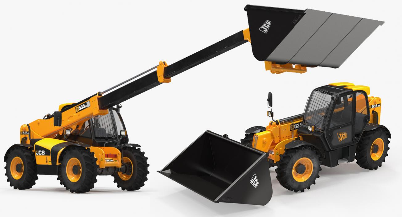 Telehandler Scoop Bucket JCB 535 Rigged 3D model