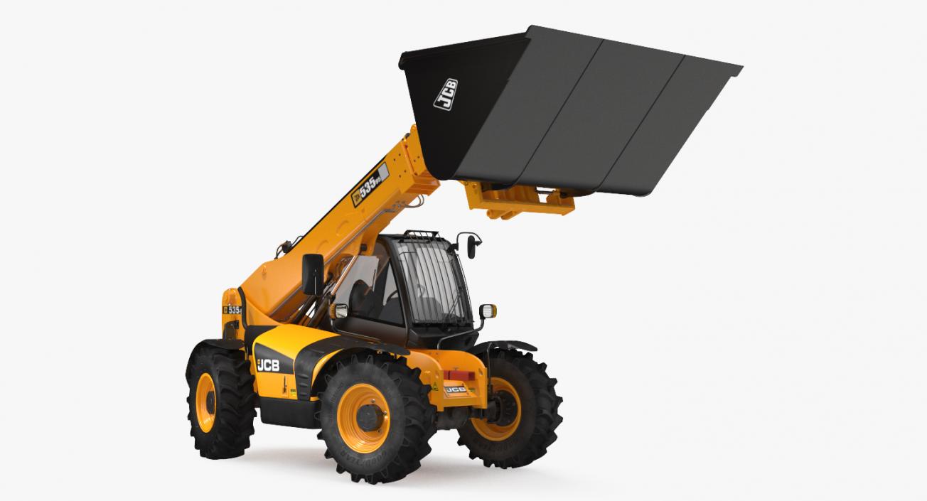 Telehandler Scoop Bucket JCB 535 Rigged 3D model