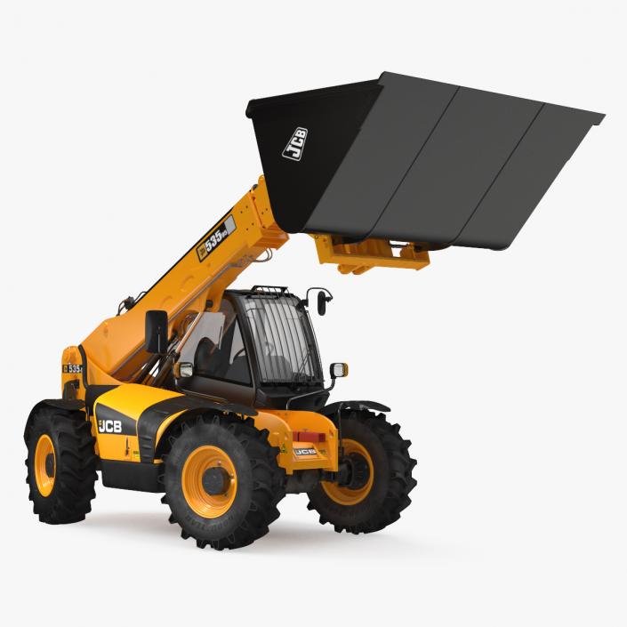 Telehandler Scoop Bucket JCB 535 Rigged 3D model