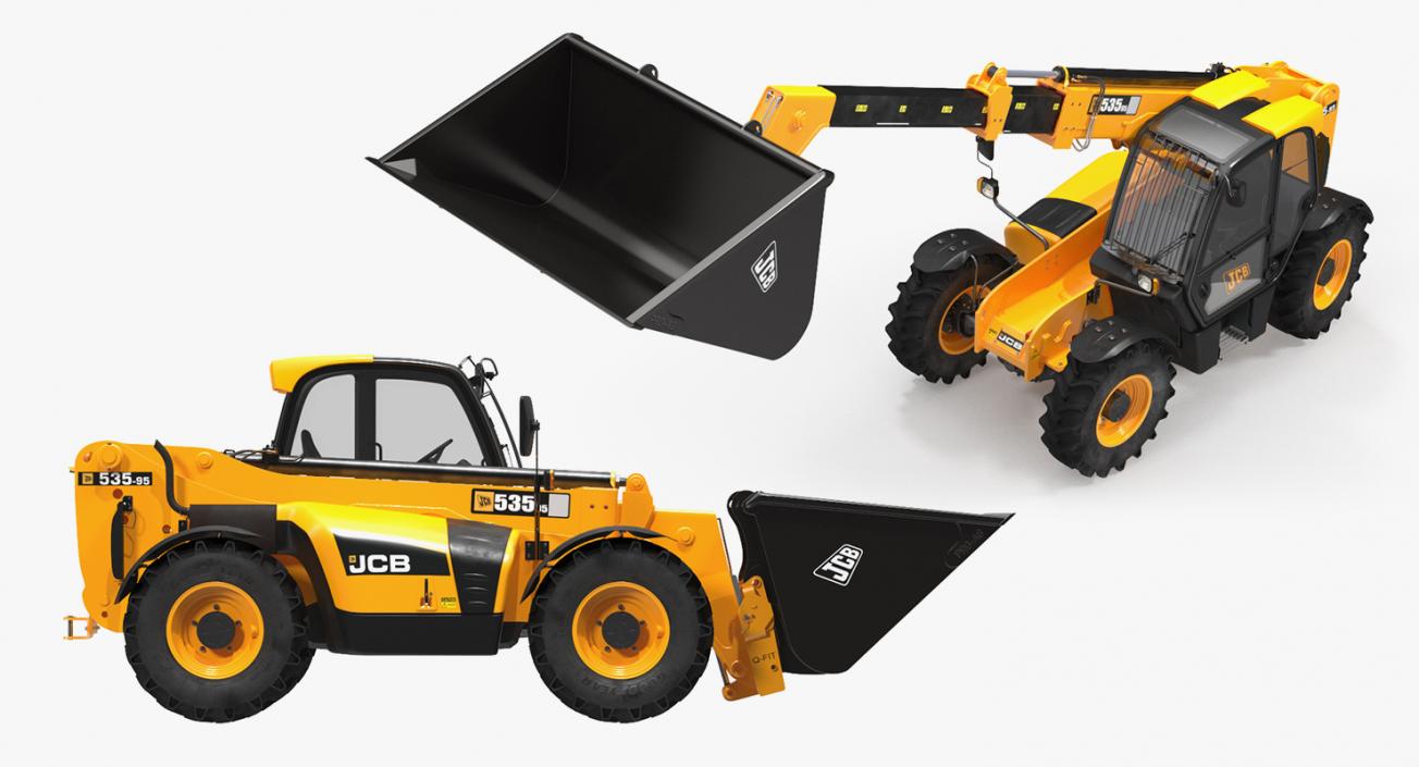 Telehandler Scoop Bucket JCB 535 Rigged 3D model