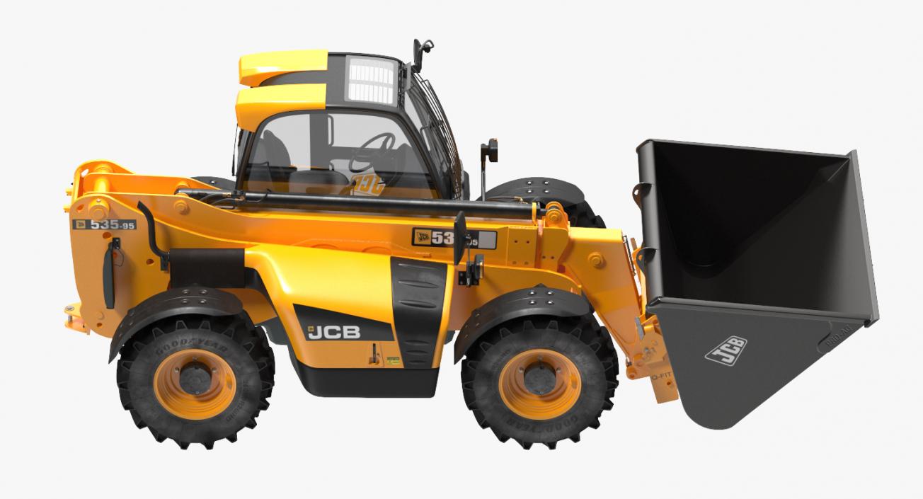 Telehandler Scoop Bucket JCB 535 Rigged 3D model