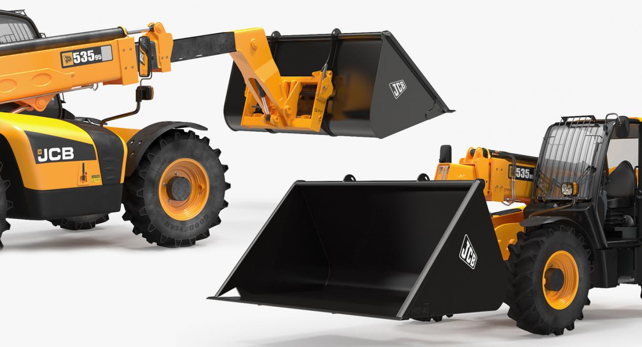 Telehandler Scoop Bucket JCB 535 Rigged 3D model