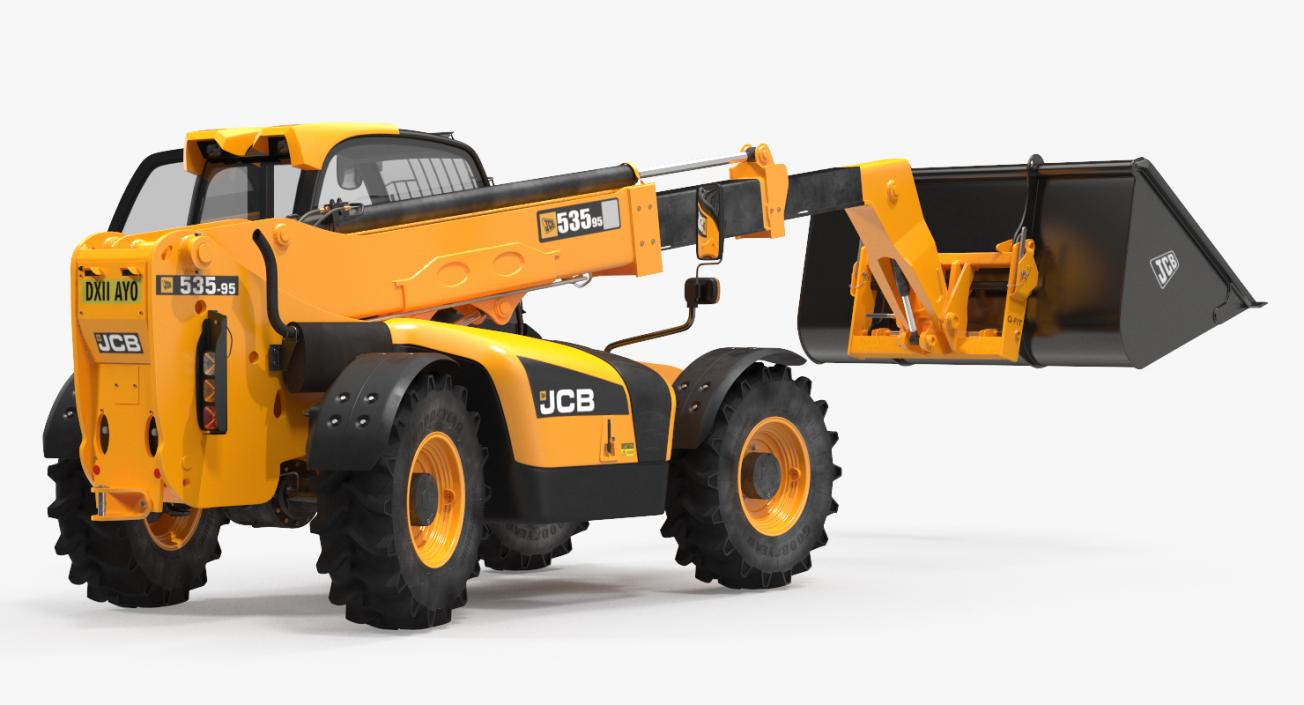 Telehandler Scoop Bucket JCB 535 Rigged 3D model