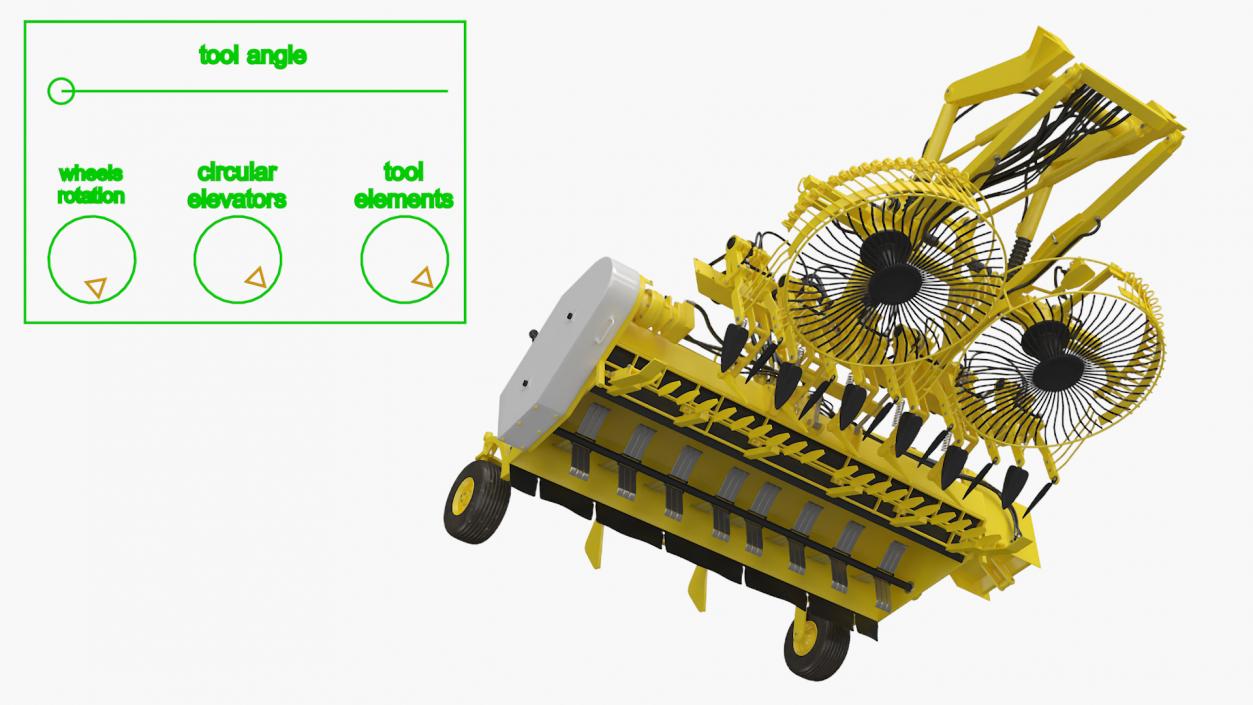 3D Farm Beet Harvester Tool Yellow Rigged model