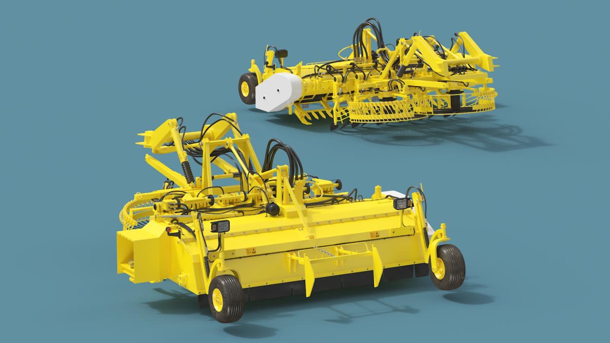 3D Farm Beet Harvester Tool Yellow Rigged model