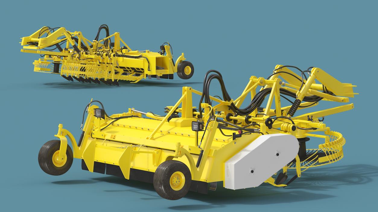 3D Farm Beet Harvester Tool Yellow Rigged model