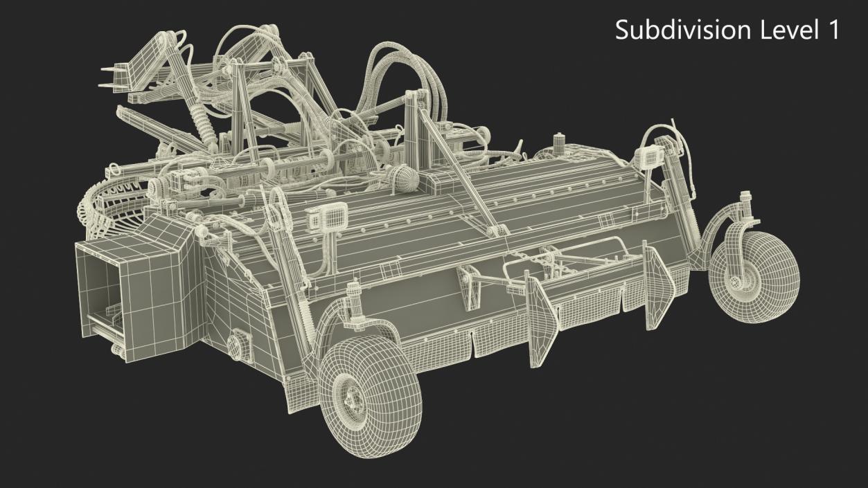 3D Farm Beet Harvester Tool Yellow Rigged model