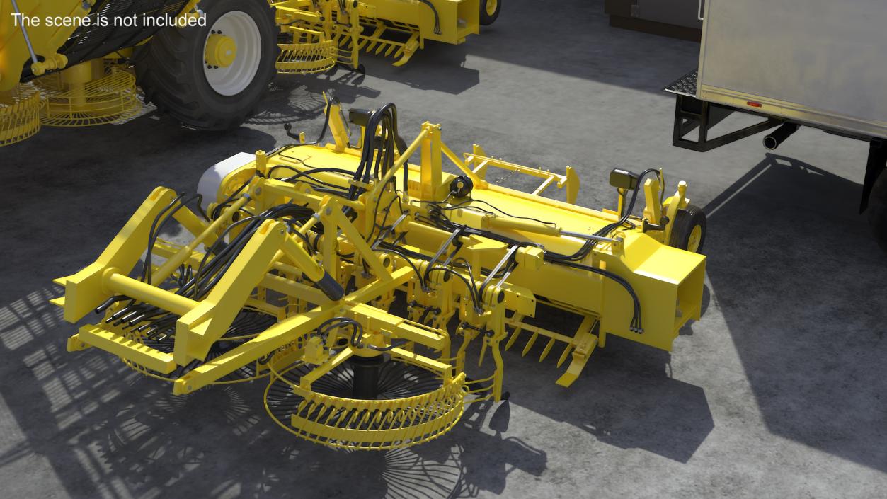 3D Farm Beet Harvester Tool Yellow Rigged model