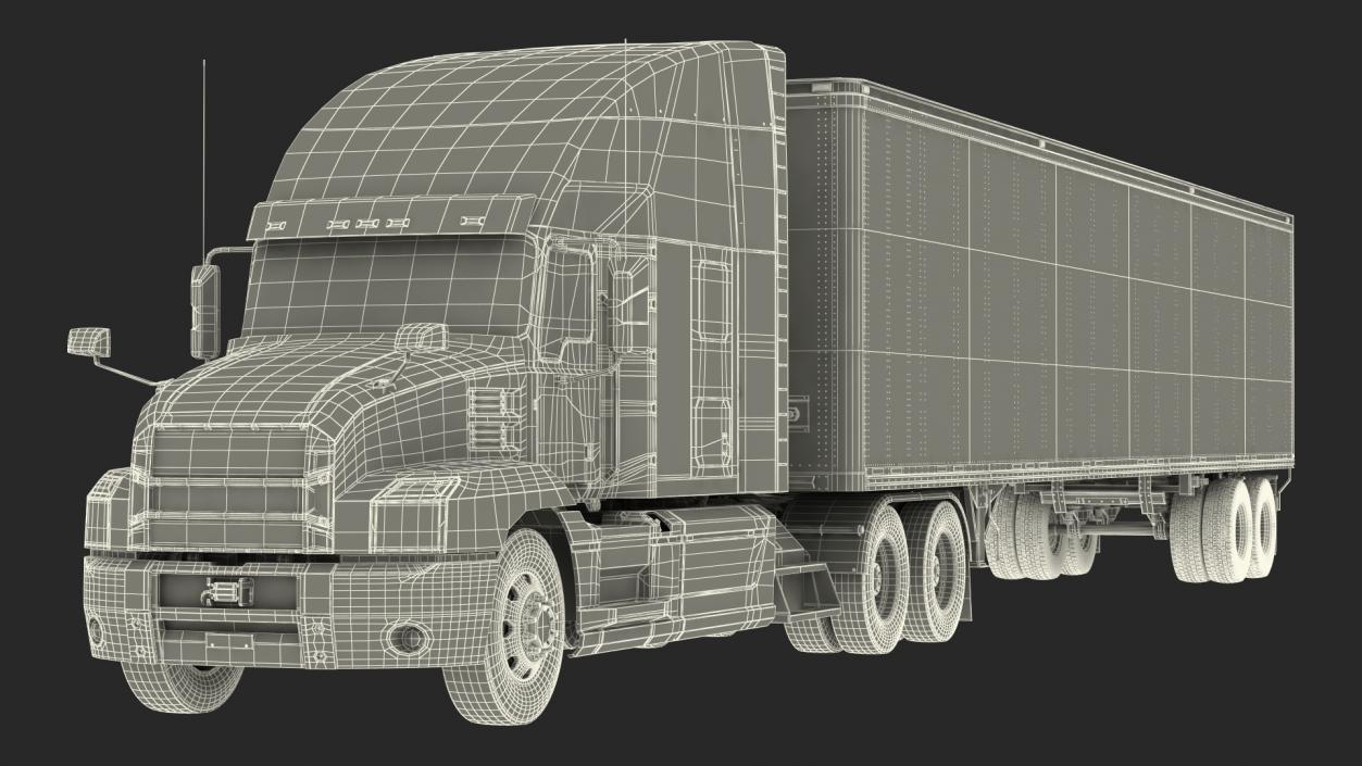 3D Semi Truck with Trailer Generic Rigged model