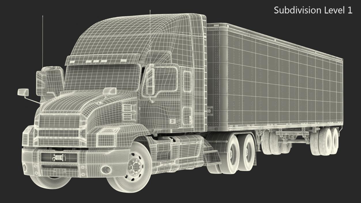 3D Semi Truck with Trailer Generic Rigged model