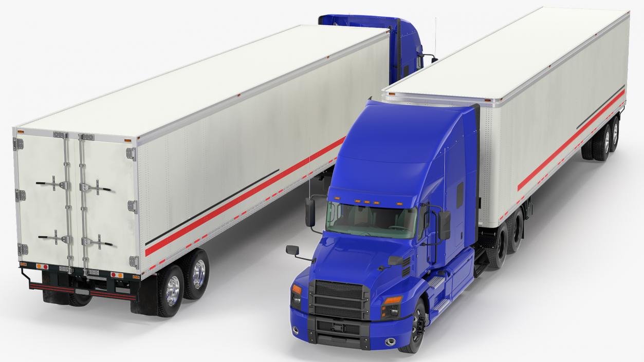 3D Semi Truck with Trailer Generic Rigged model