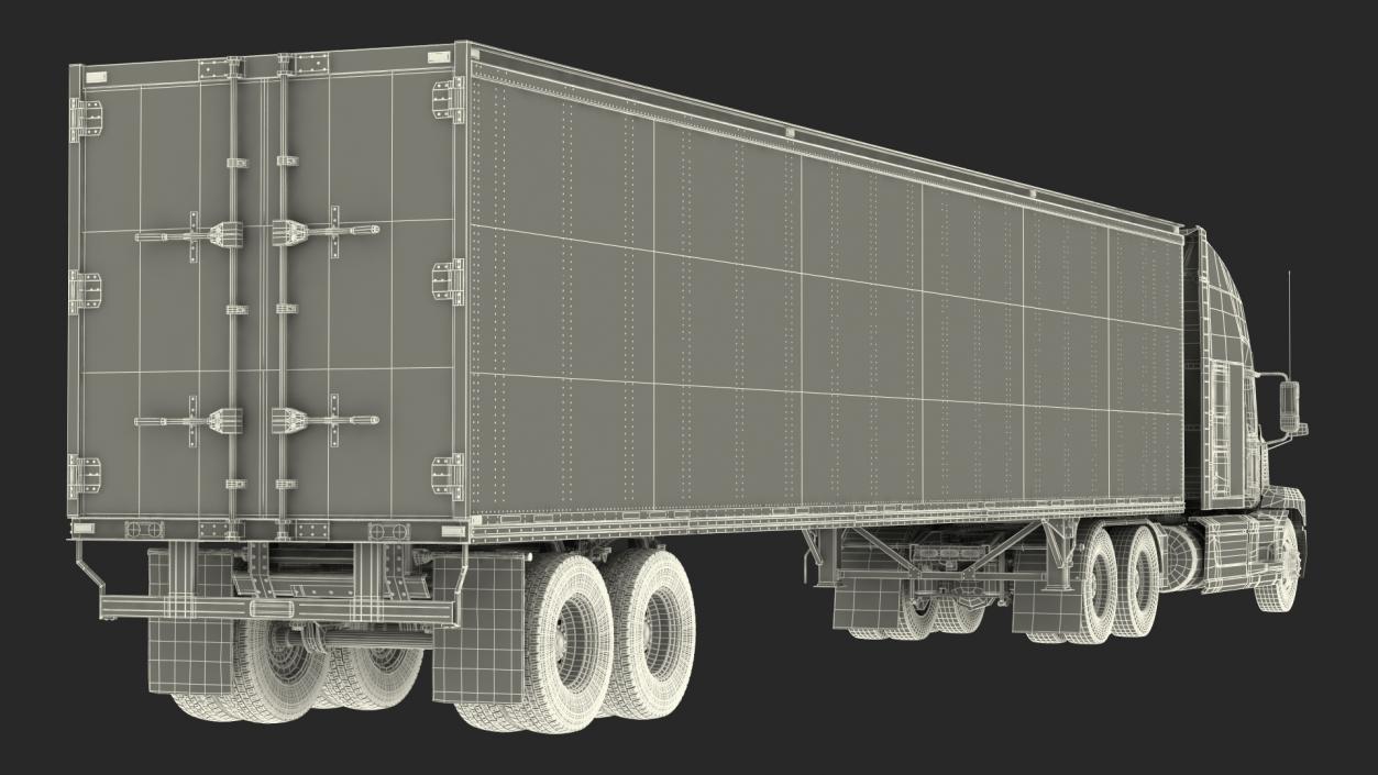 3D Semi Truck with Trailer Generic Rigged model