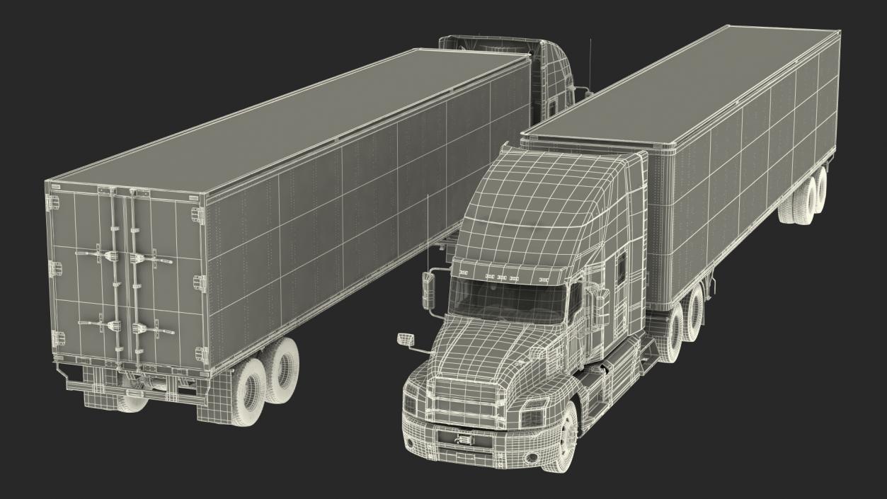 3D Semi Truck with Trailer Generic Rigged model